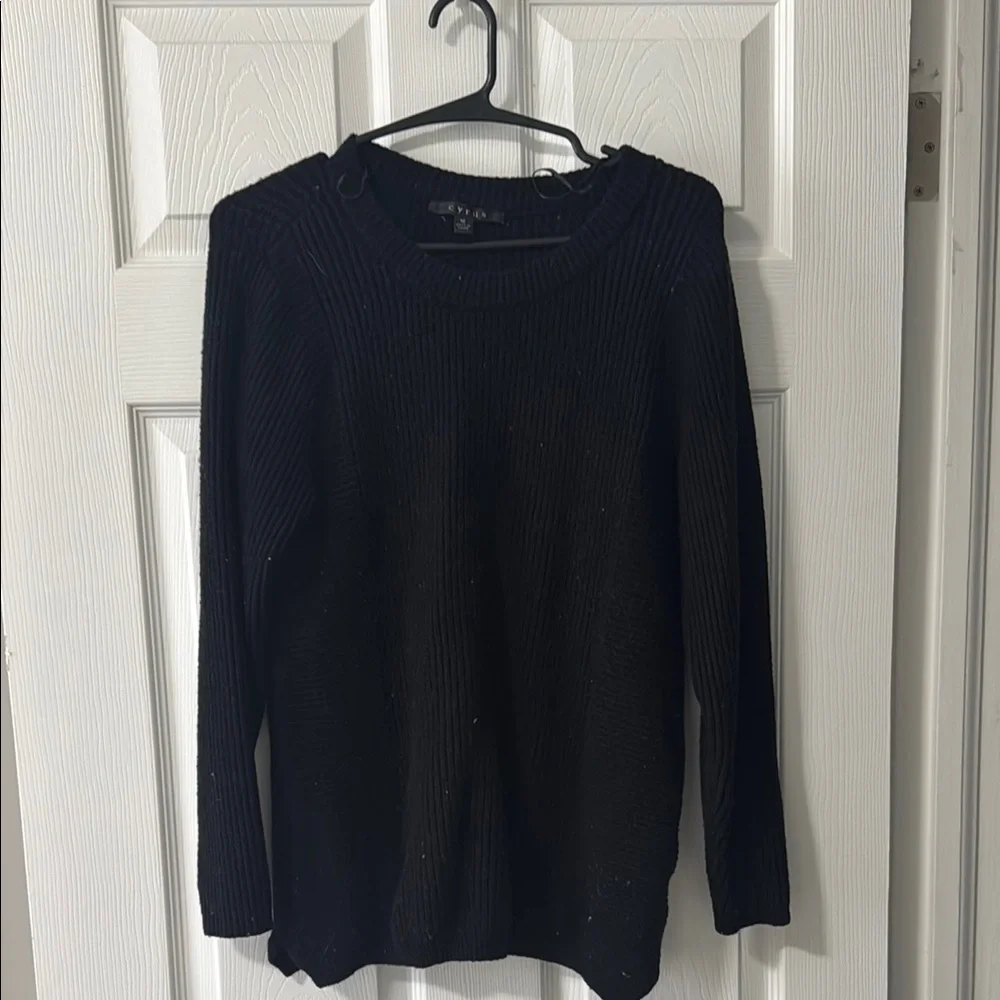 Cyrus Black Crew Neck Sweater Classic Knit Design